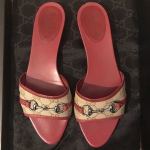 Gucci horsebit logo sandal slides 37.5